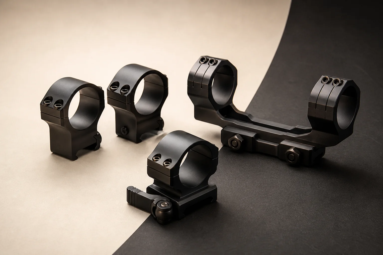 Precision scope rings and quick-detach optic mounts