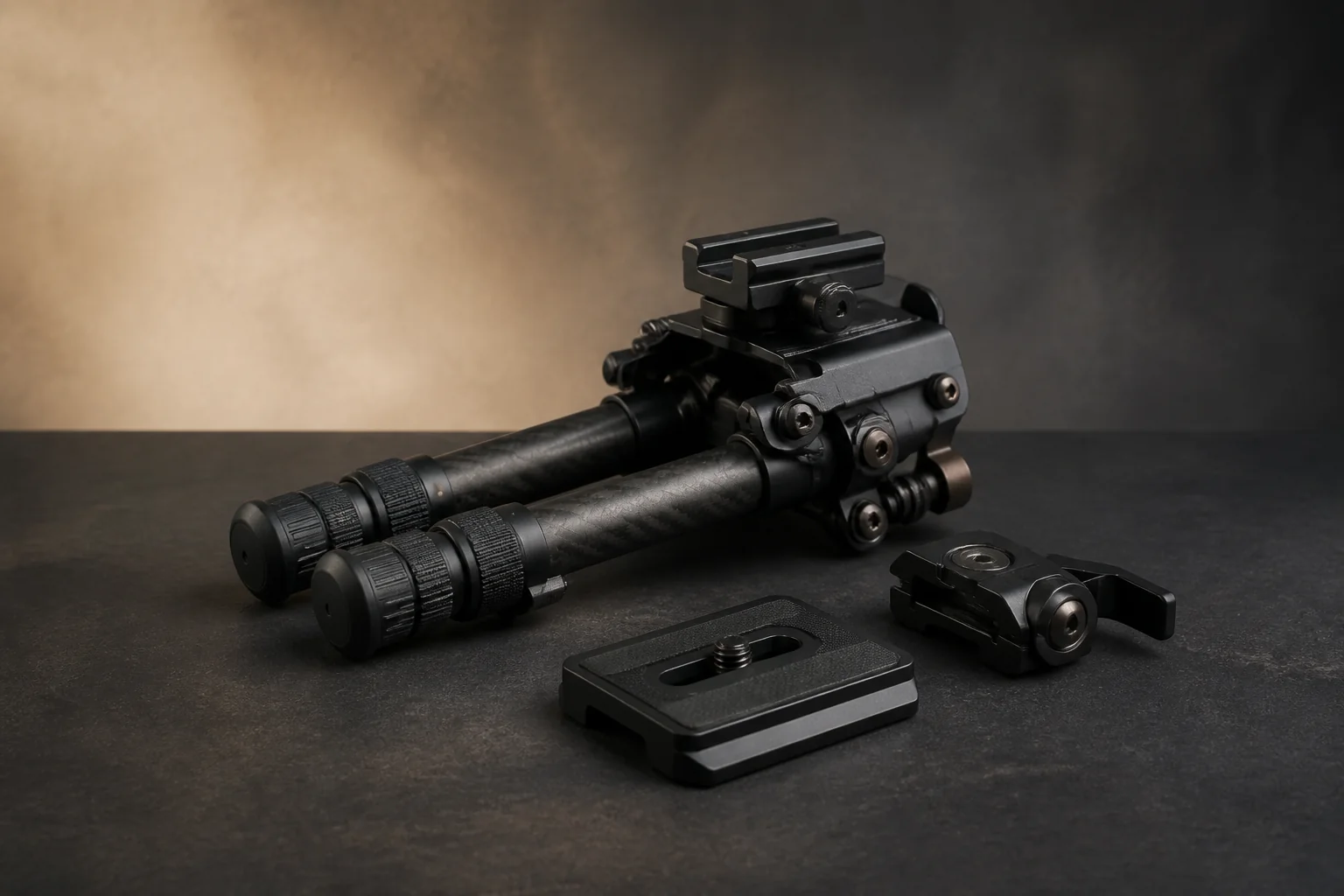 Adjustable bipod and quick-detach stabilization accessories